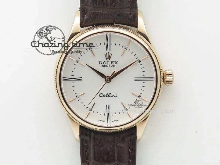 MiroTime 0320 Cellini 50535 Moonphase RG GMF Best Edition White Dial on Brown Leather Strap A Lightweight 2634